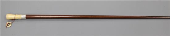 A late Victorian hardwood walking stick, 35in.